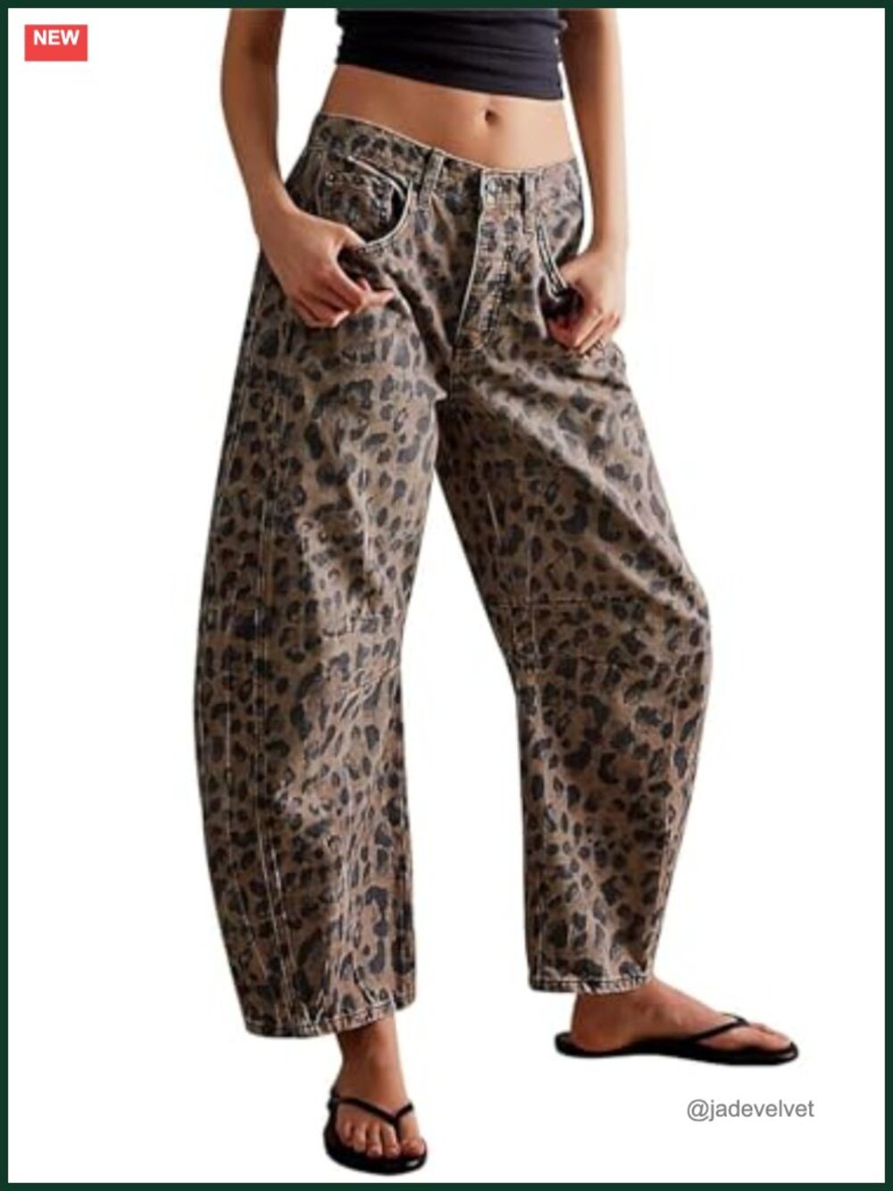 Women's Mid Rise Barrel Jeans Stretch Cropped Wide Leg Denim Pants